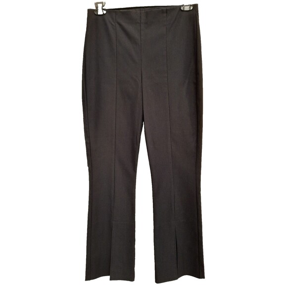NWT Joseph Ribkoff Pants 10 High-Waisted Lace Inset Flared Leg Pants Black $152